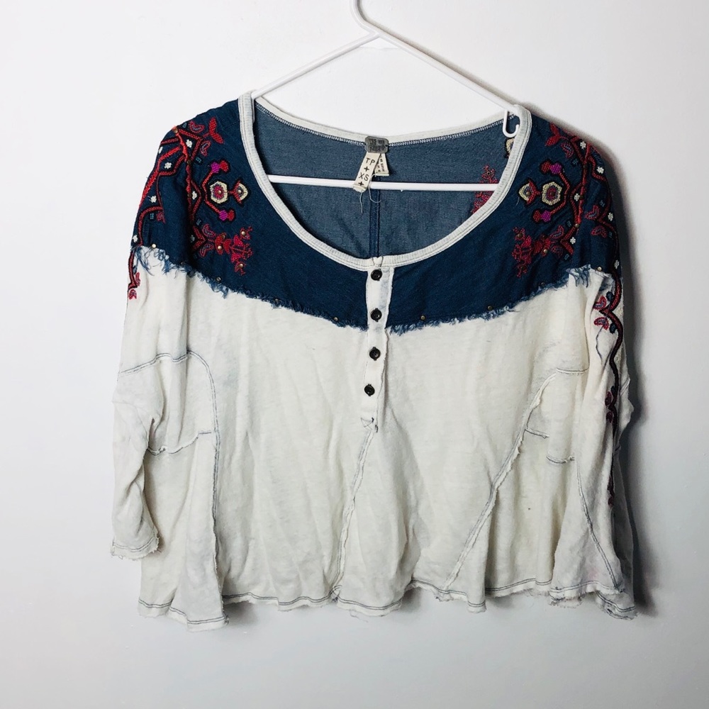 Free People oversized crop top shirt